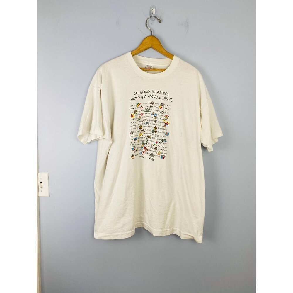 Vintage 50 Good Reasons Not to Drink and Drive T-shirt, Size XXL, Made in USA